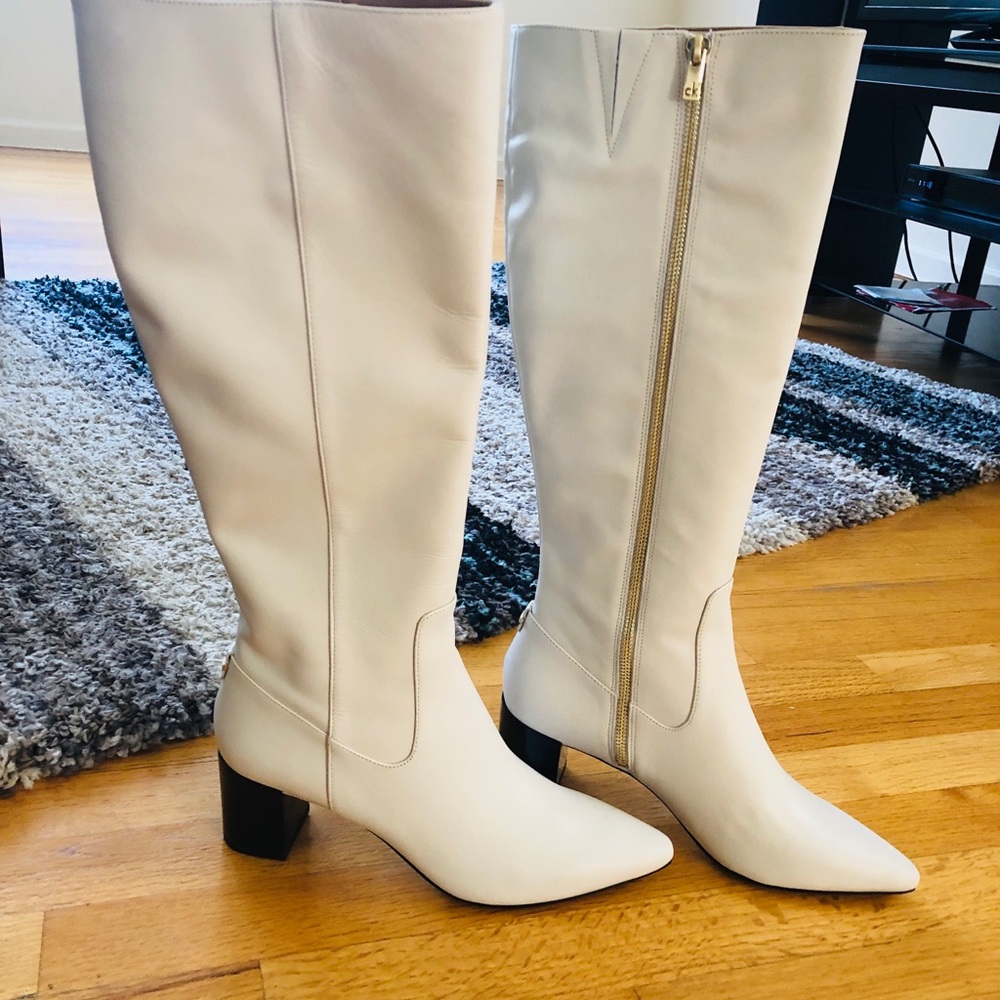 Tall white Calvin Klein Boots